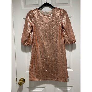 Gap Kids Rose Gold Pink Sequin Party Formal Dress Girl's Size L (10) Above Knee